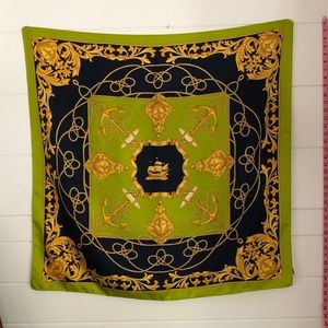 Green and Blue SIlk scarf made in Italy